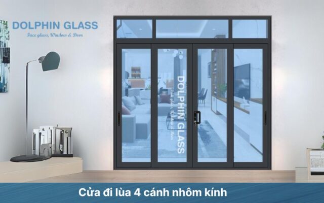 Mẫu cửa nhôm kính hệ cửa đi lùa 4 cánh