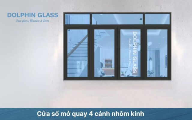 Mẫu cửa nhôm kính hệ cửa sổ mở quay 4 cánh