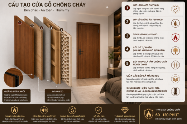 Cấu tạo cửa gỗ chống cháy