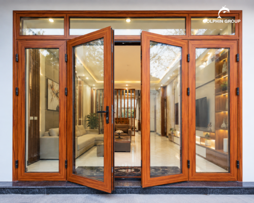 Cửa nhôm kính giả gỗ